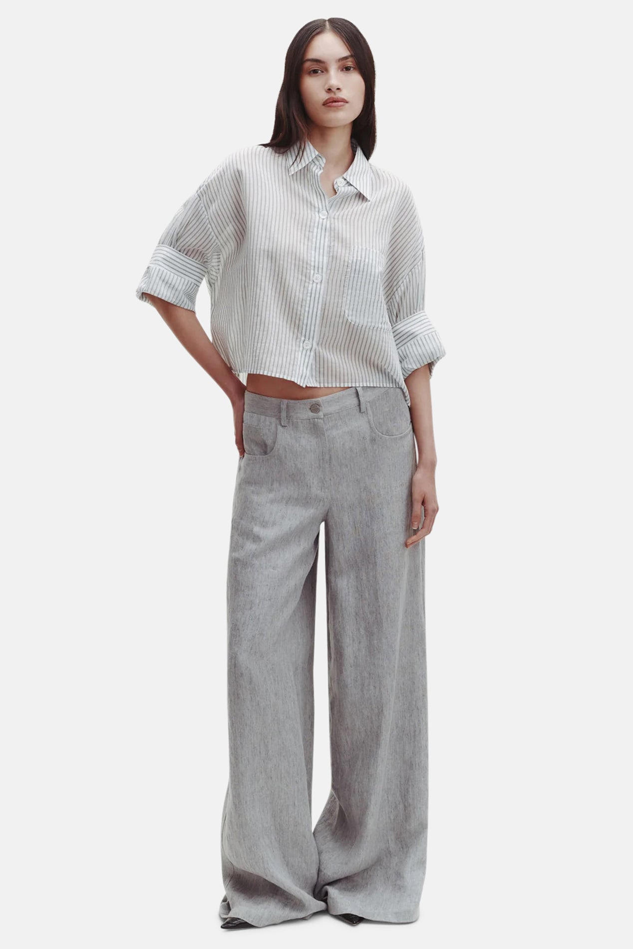 TWP Next Ex Shirt Cotton/Silk Harbor Grey Stripe – blueandcream