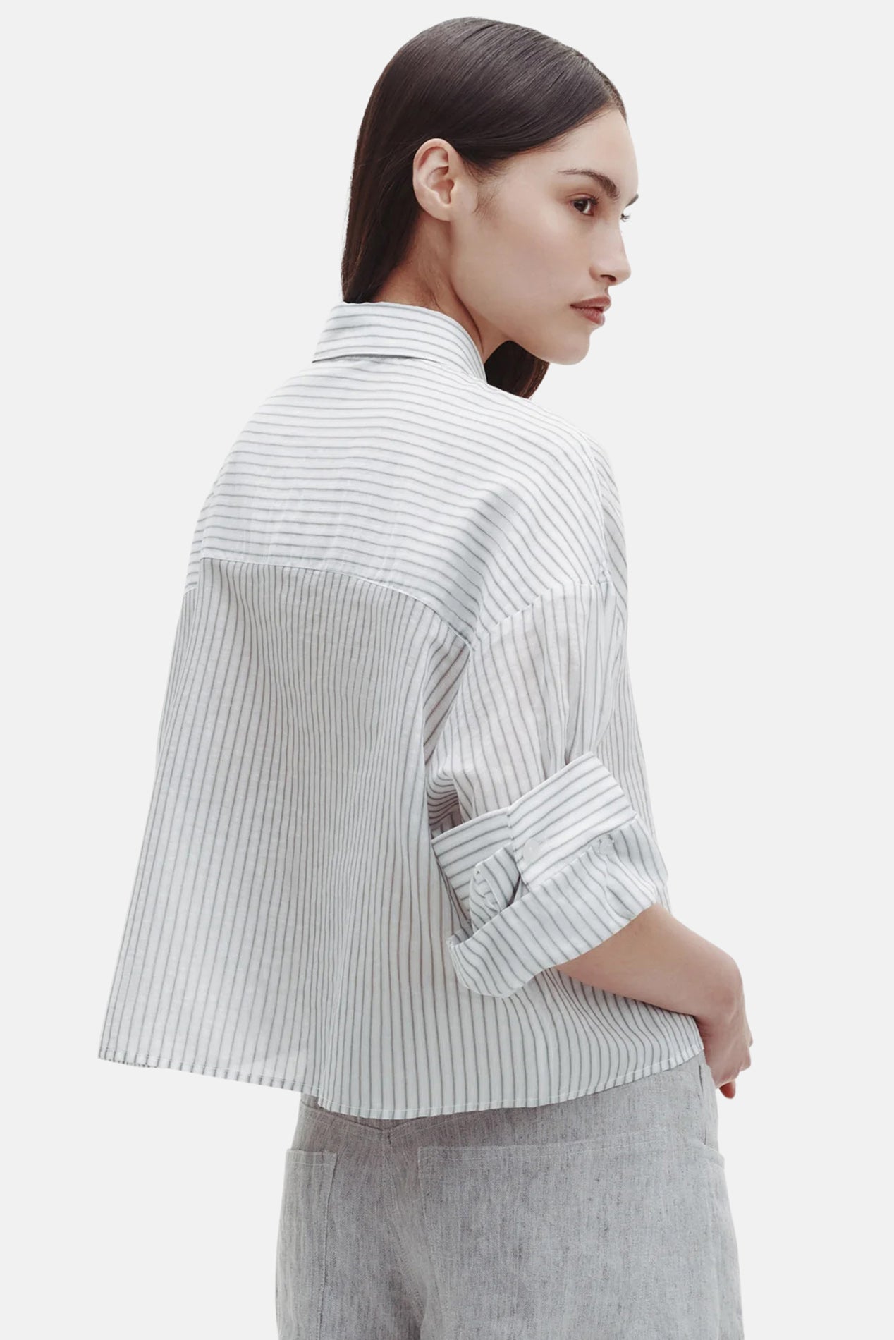 TWP Next Ex Shirt Cotton/Silk Harbor Grey Stripe – blueandcream