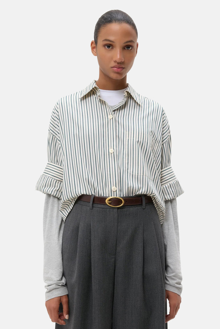 Next Ex Shirt Ivory/Cilantro Stripe