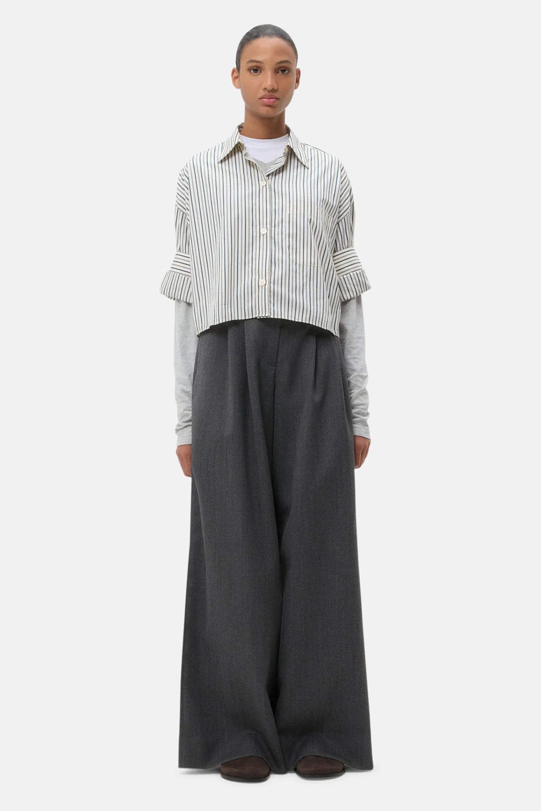 Next Ex Shirt Ivory/Cilantro Stripe