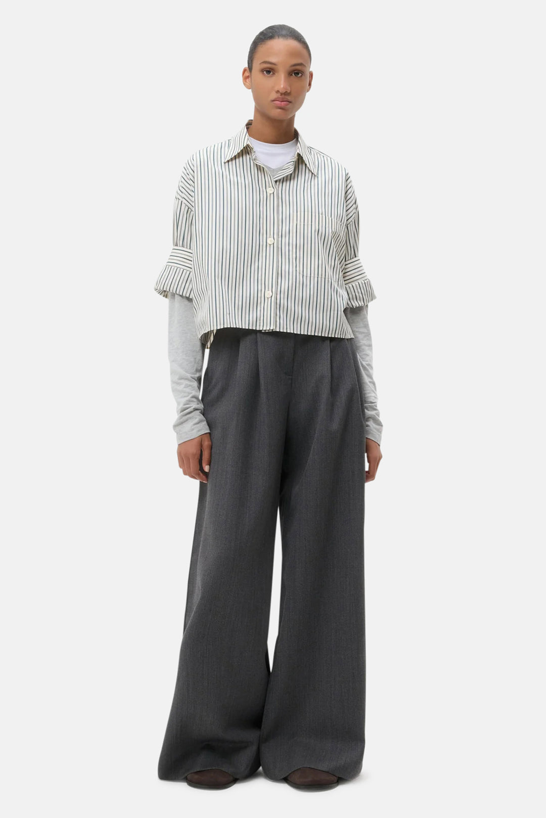 Next Ex Shirt Ivory/Cilantro Stripe