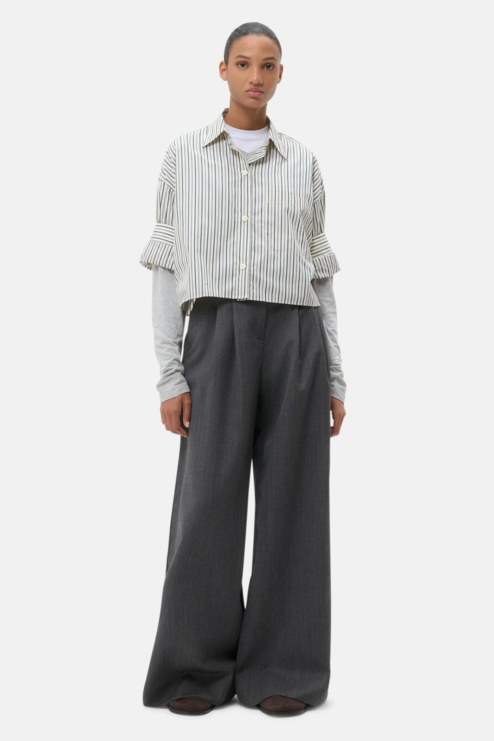 Next Ex Shirt Ivory/Cilantro Stripe