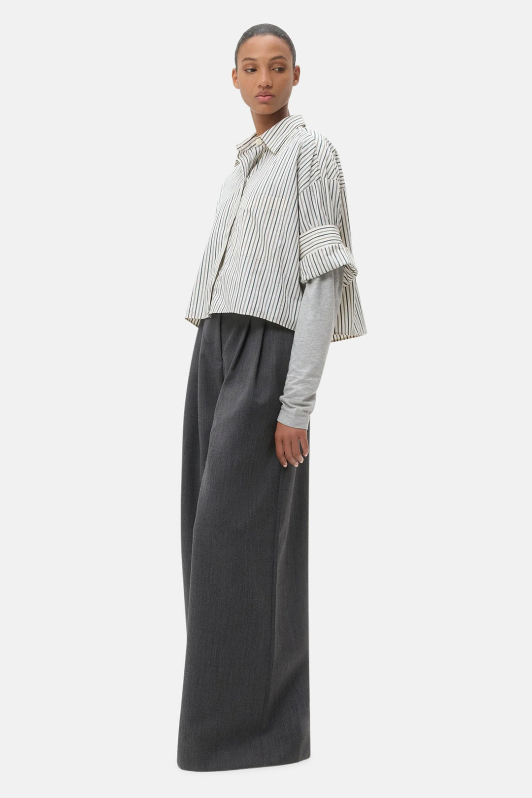Next Ex Shirt Ivory/Cilantro Stripe