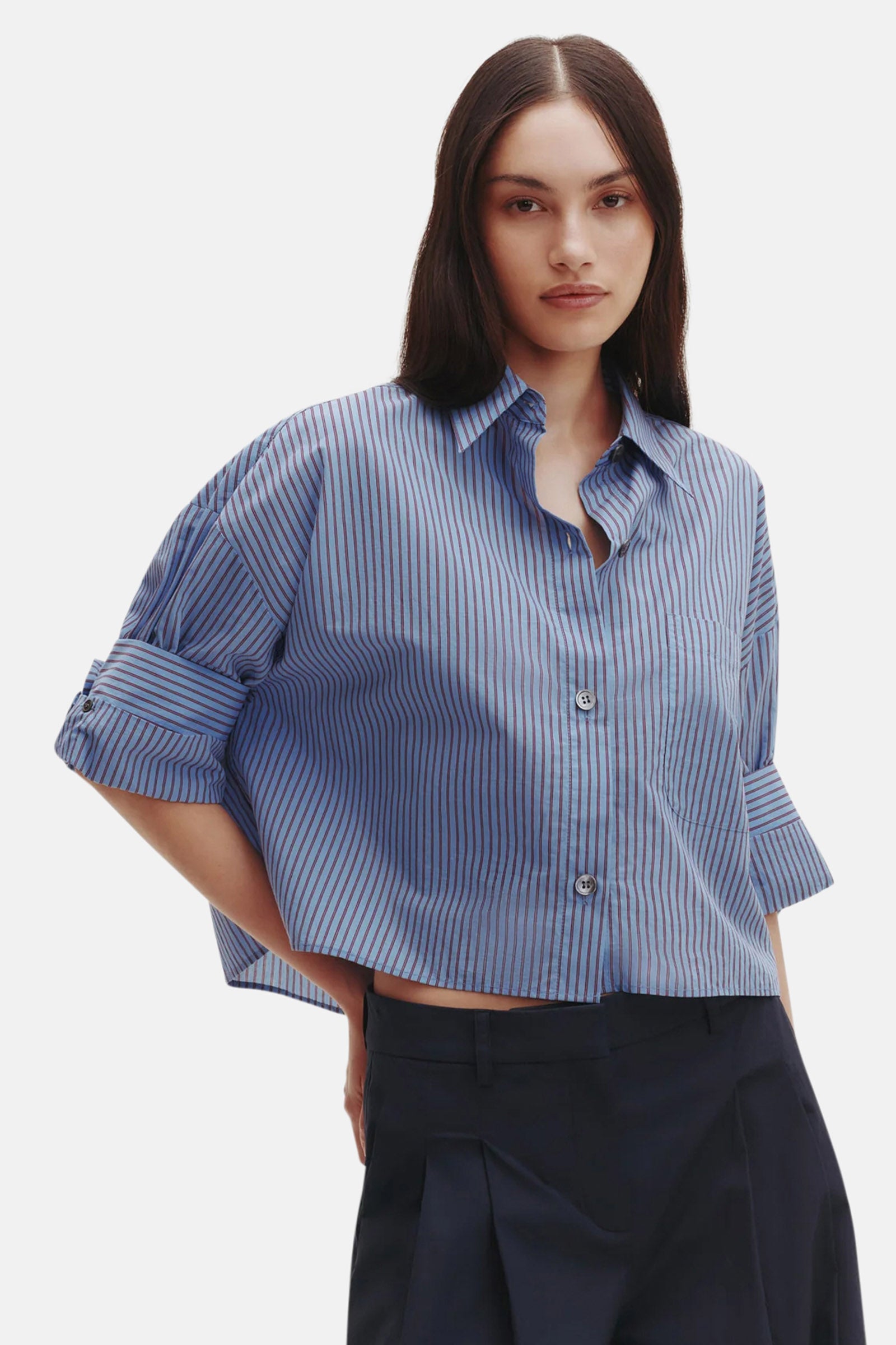 TWP Next Ex Shirt Stripe Blue/Wine – blueandcream