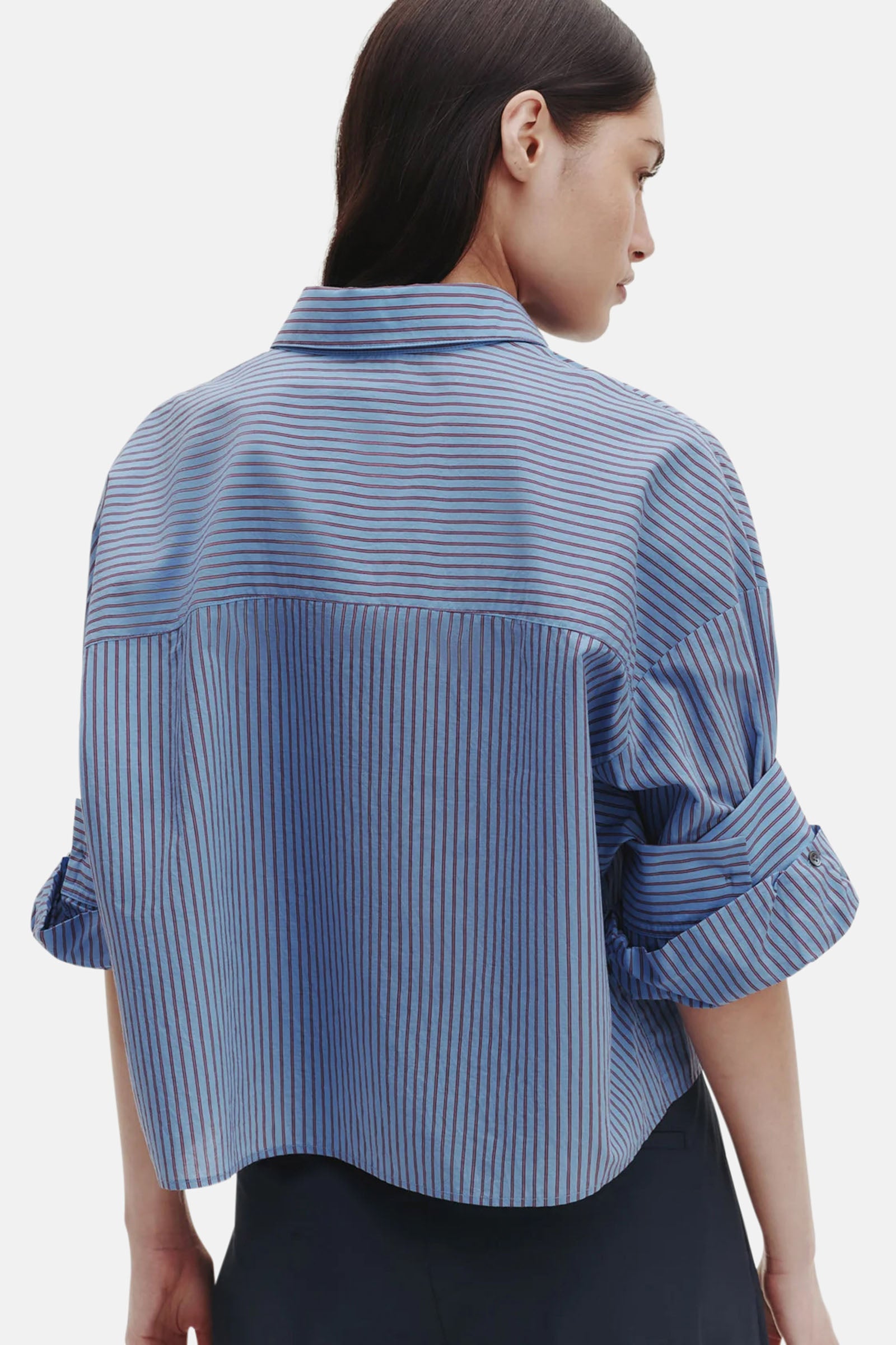 ICB StripeMix Vネックブラウス  23区 自由区 トゥモローランド シルク Vネックプルオーバー｜トゥモローランド 公式サイト