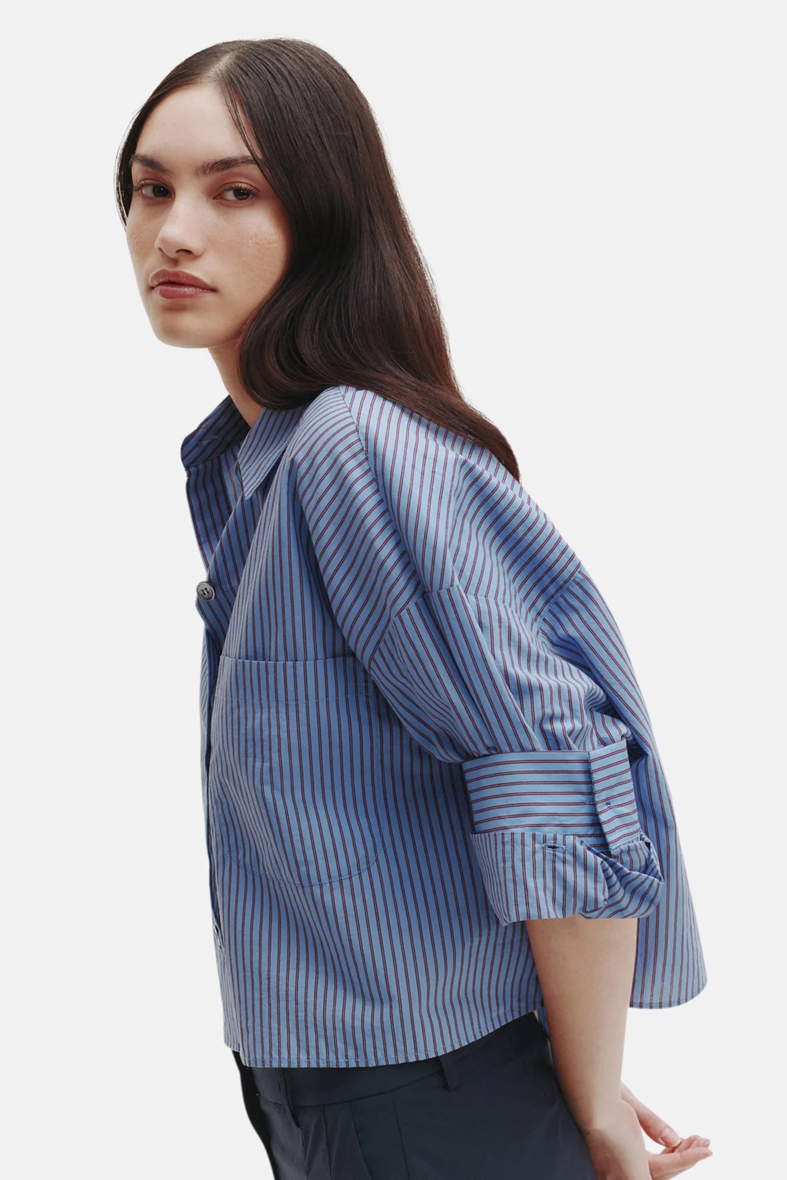 TWP Next Ex Shirt Stripe Blue/Wine – blueandcream