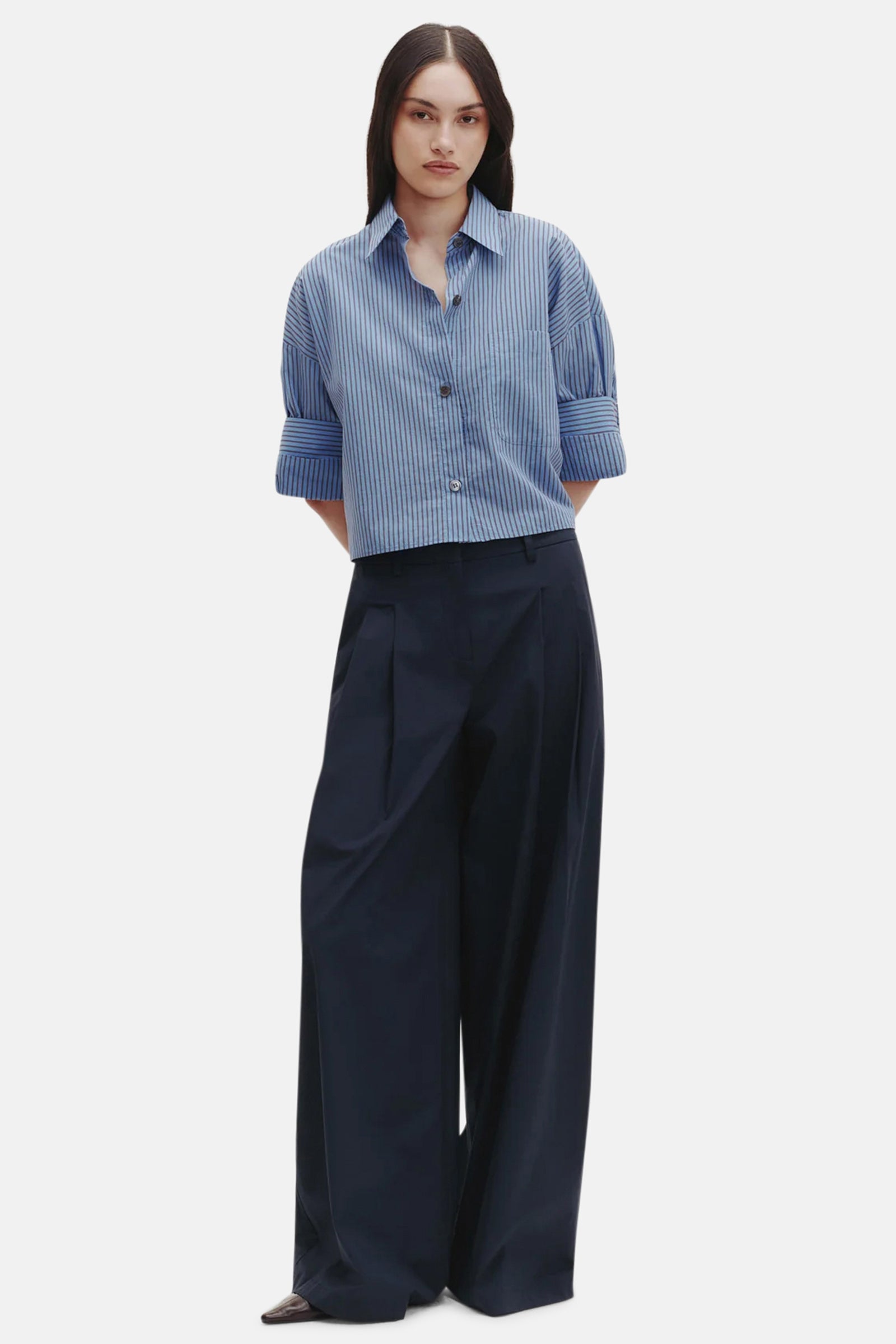 ★本日限りお値引き　thetoe Rhine Stripe Shirt navy TWP Next Ex Shirt Stripe Blue/Wine – blueandcream