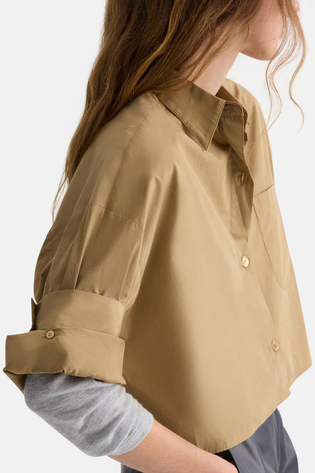 Next Ex Shirt in Superfine Cotton Petrified Oak