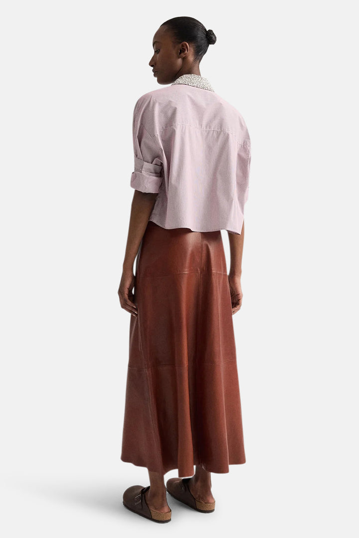 Next Ex Shirt w/ Crystal Collar in White/Wine