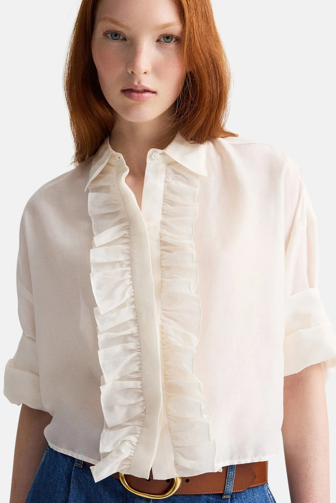 Next Ex W/ Ruffle In Cotton Silk Ivory