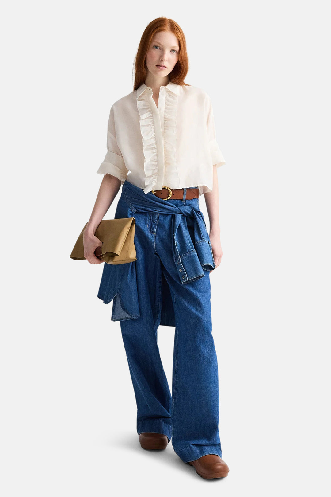 Next Ex W/ Ruffle In Cotton Silk Ivory
