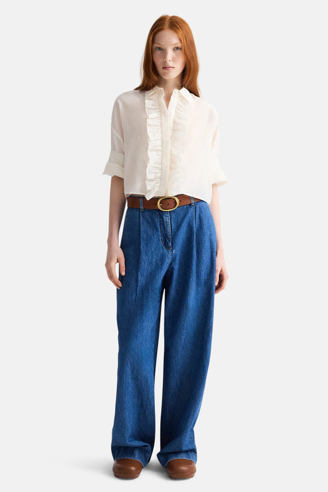 Next Ex W/ Ruffle In Cotton Silk Ivory