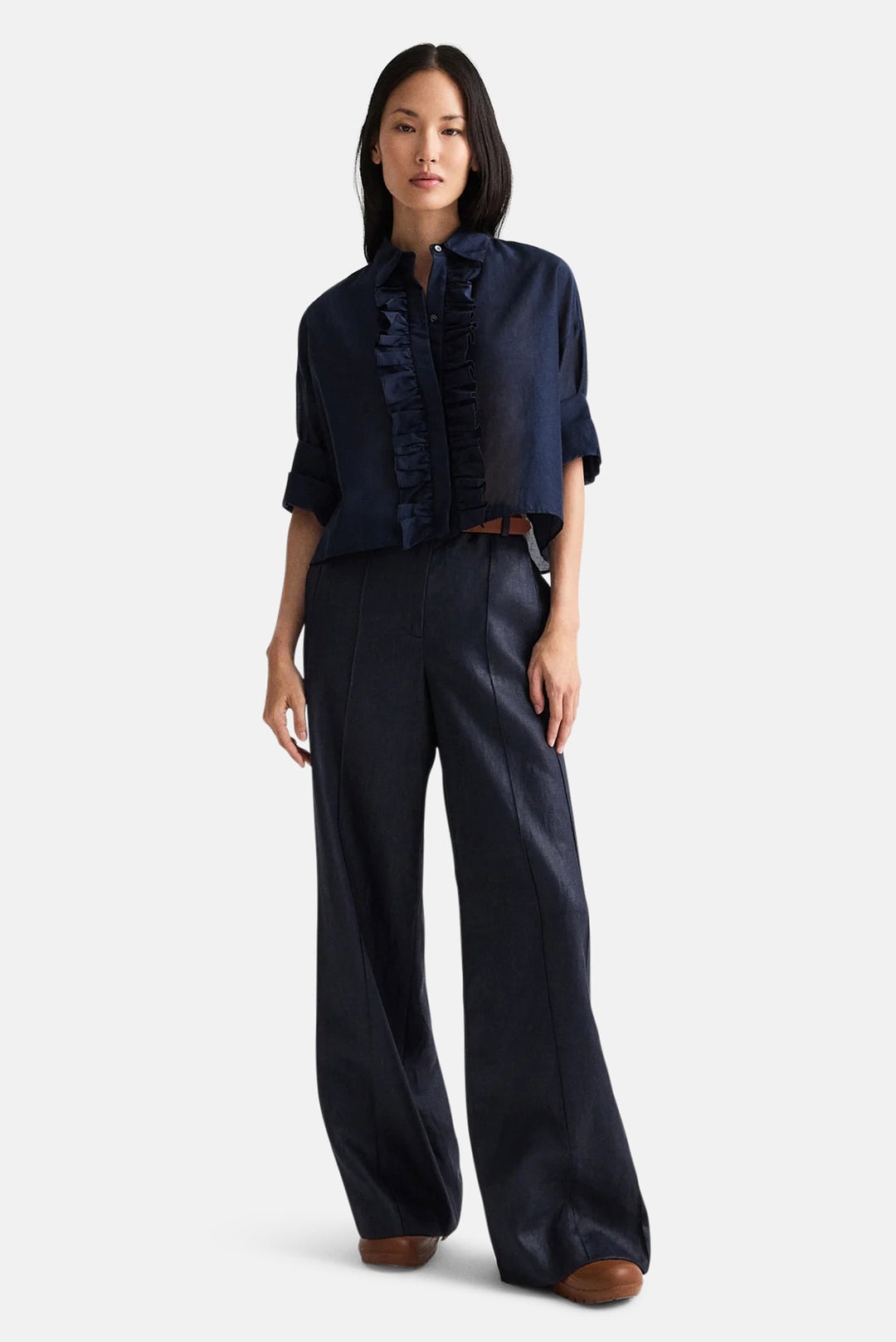 Next Ex W/ Ruffle In Cotton Silk Midnight