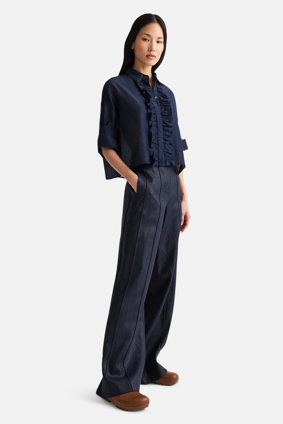 Next Ex W/ Ruffle In Cotton Silk Midnight