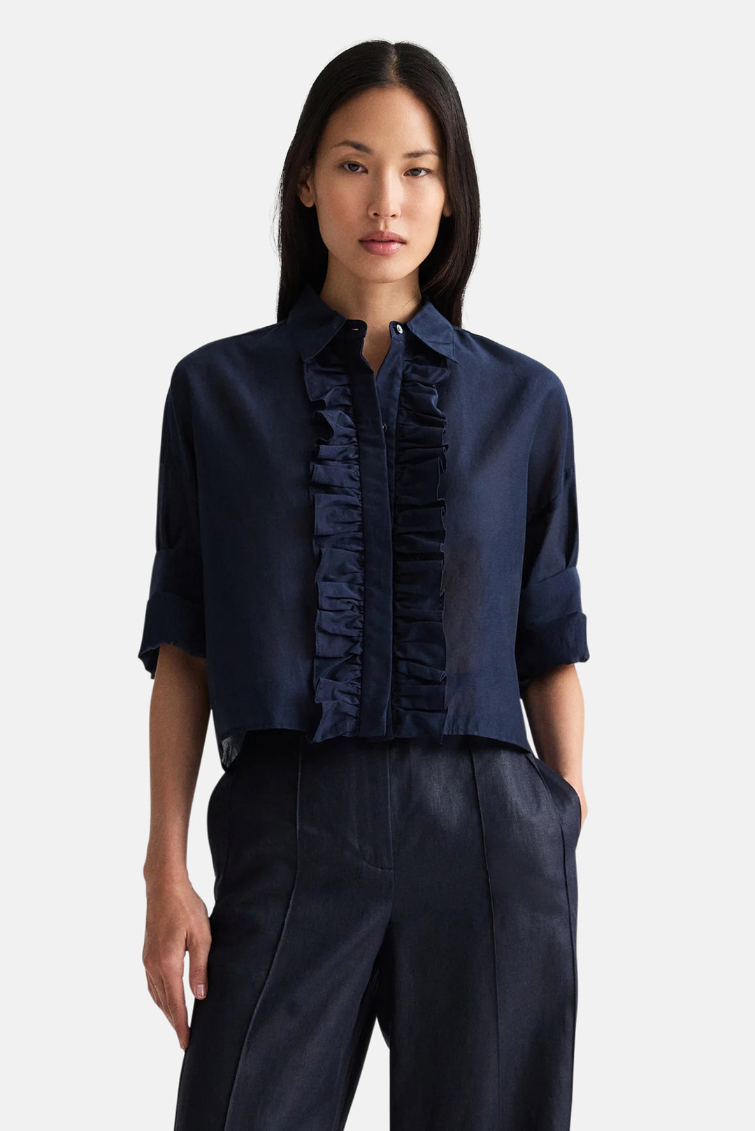 Next Ex W/ Ruffle In Cotton Silk Midnight