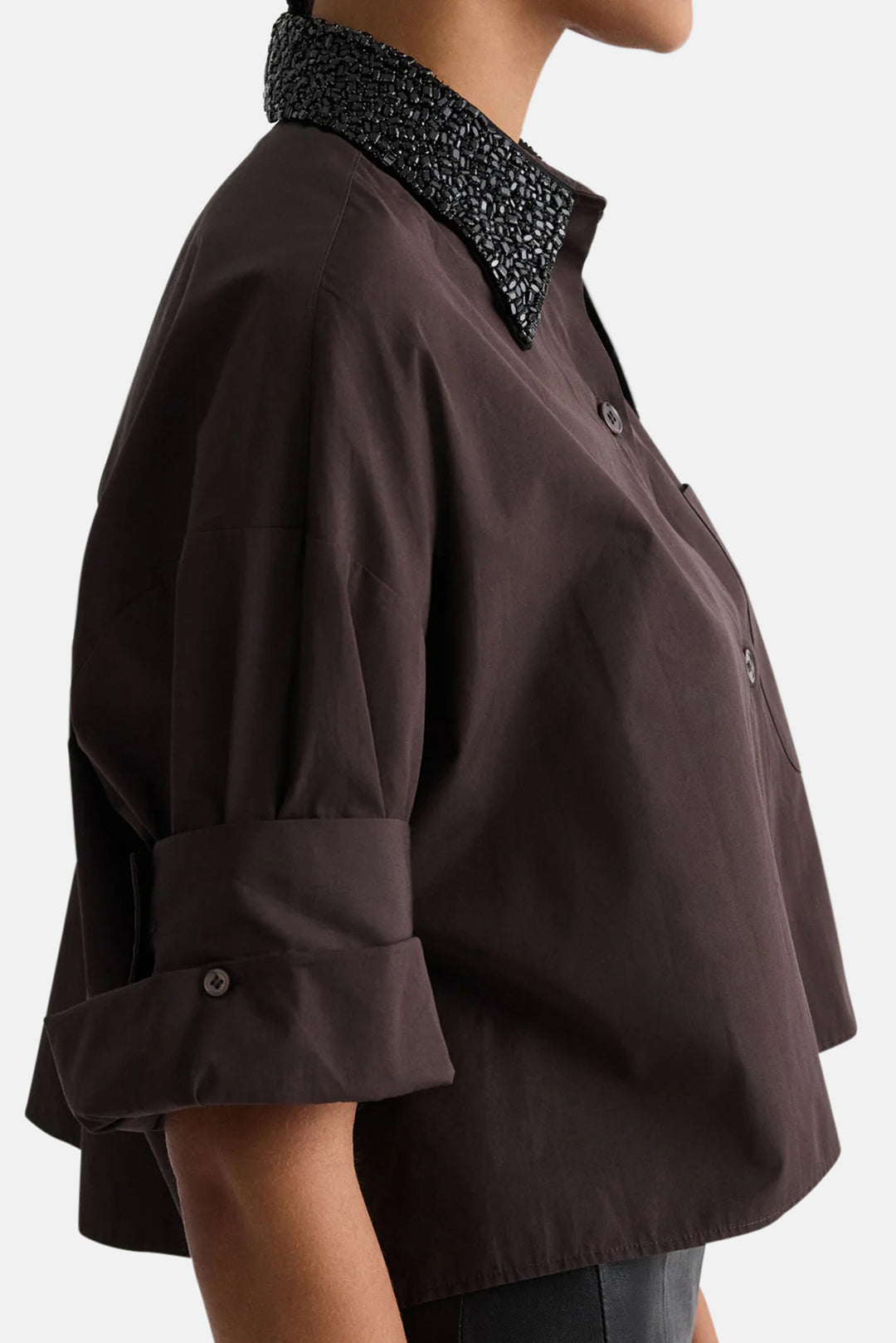 Next Ex With Crystal Collar in Cotton Poplin After Dark