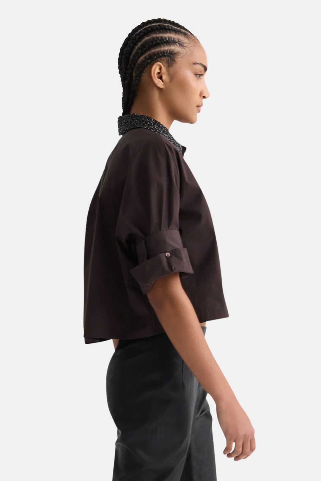 Next Ex With Crystal Collar in Cotton Poplin After Dark