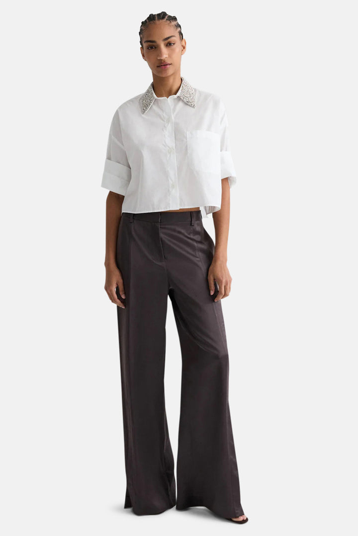 Next Ex With Crystal Collar in Cotton Poplin White