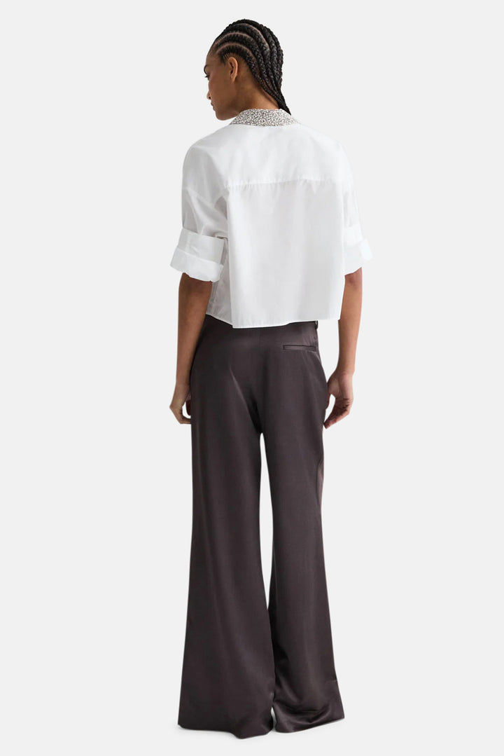 Next Ex With Crystal Collar in Cotton Poplin White