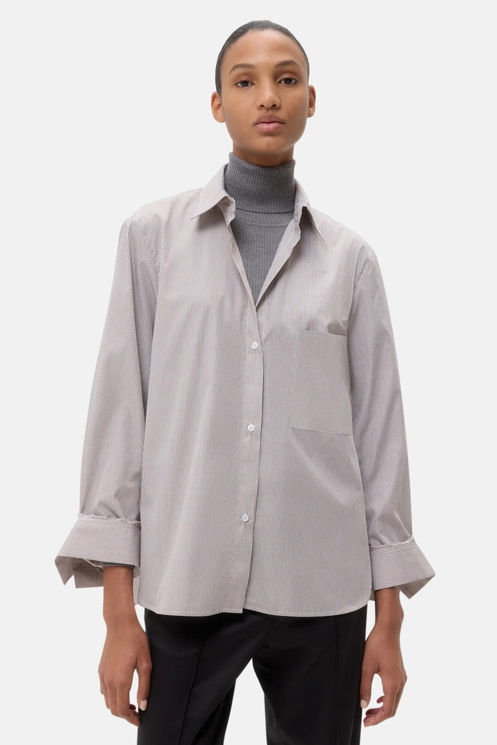 Next Morning Shirt White/Chocolate Stripe