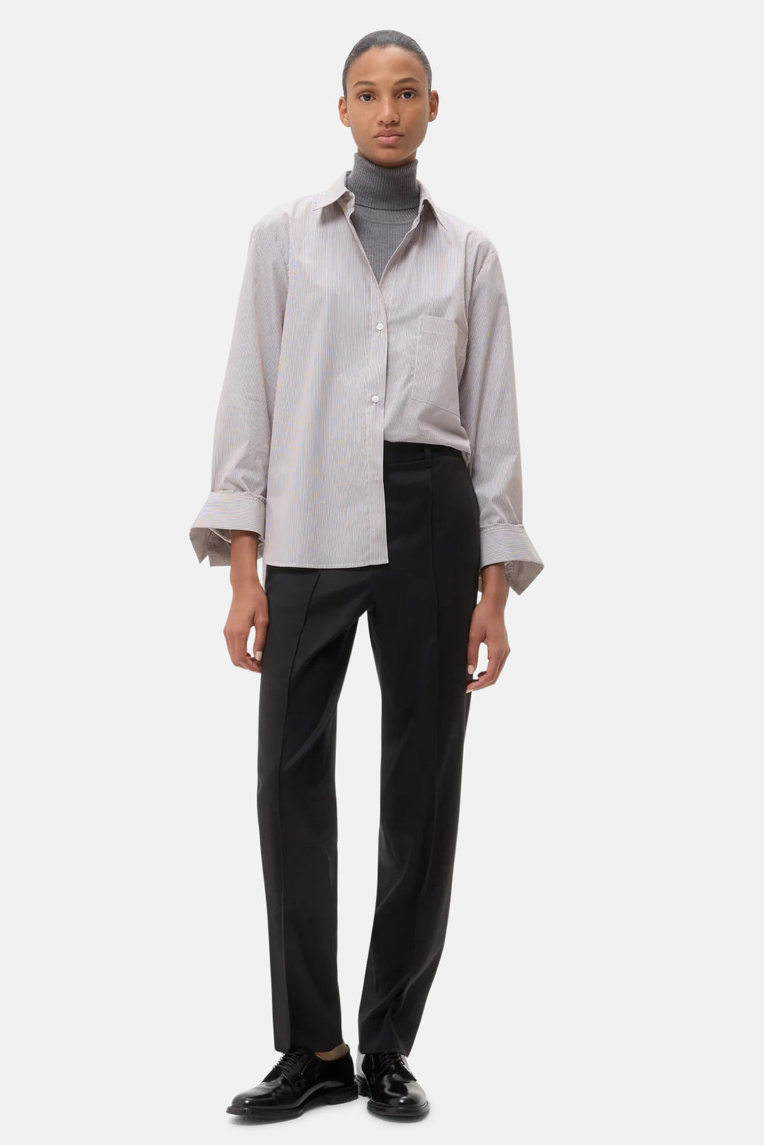 Next Morning Shirt White/Chocolate Stripe