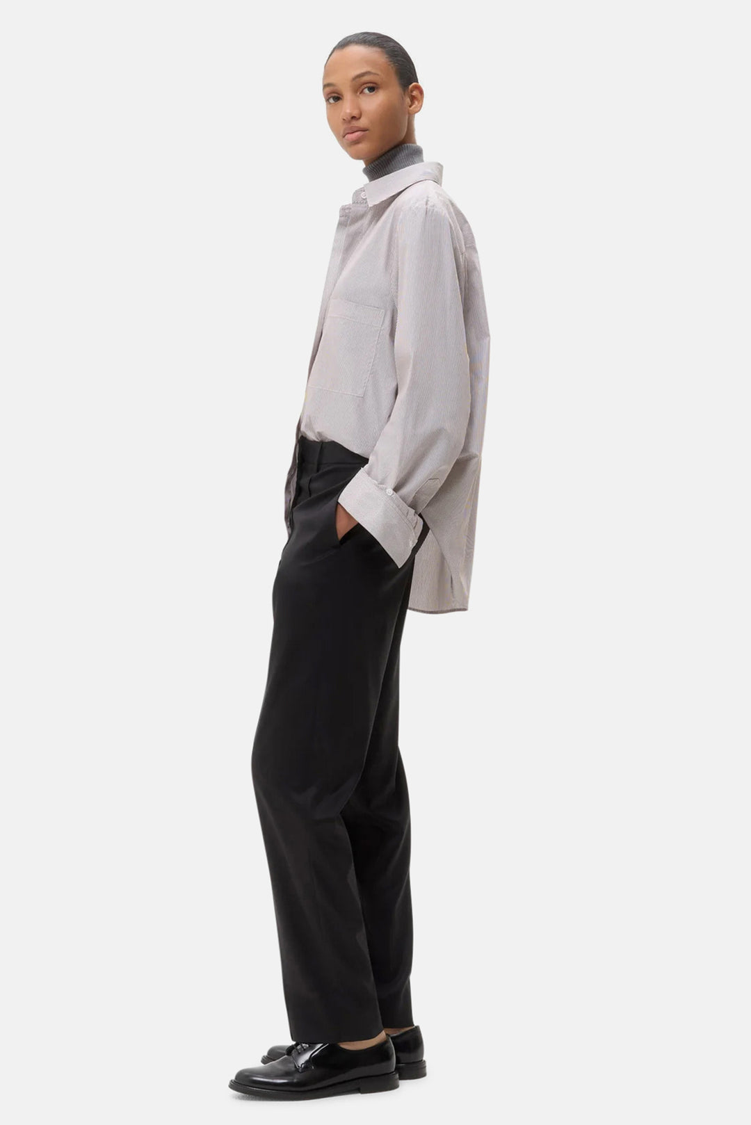 Next Morning Shirt White/Chocolate Stripe