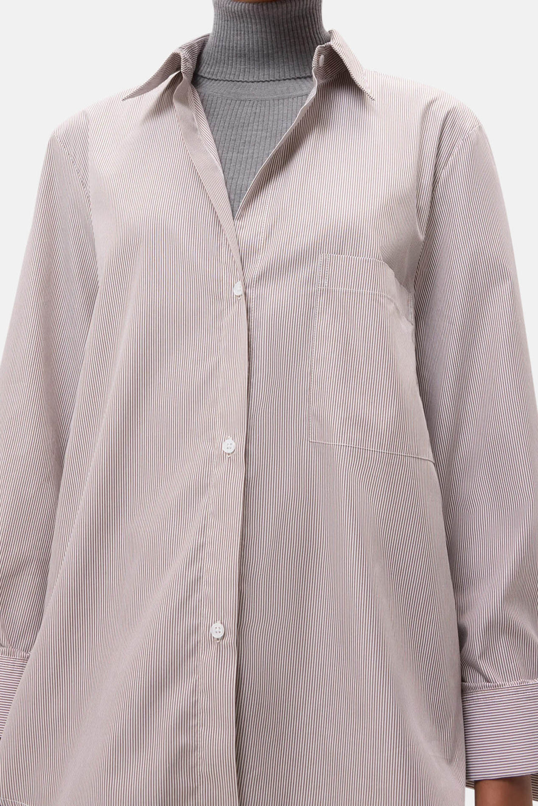 Next Morning Shirt White/Chocolate Stripe