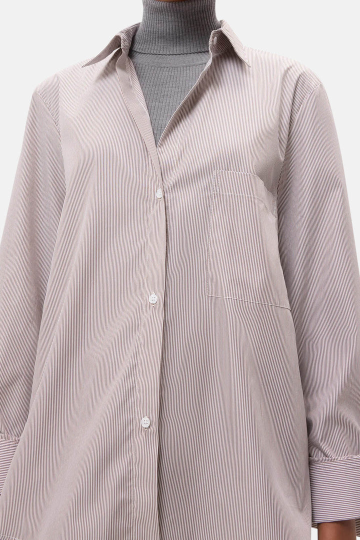 Next Morning Shirt White/Chocolate Stripe