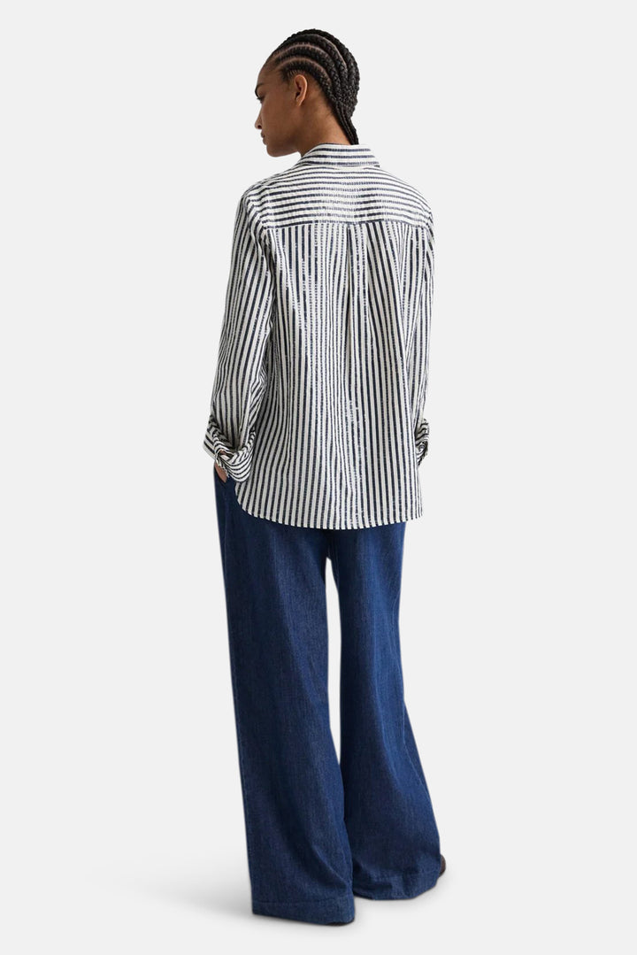 Next Morning Shirt in Clear Sequin Indigo/White