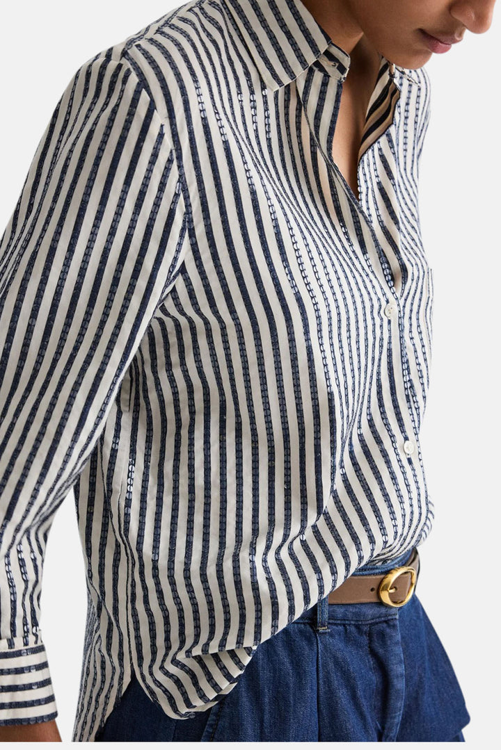 Next Morning Shirt in Clear Sequin Indigo/White