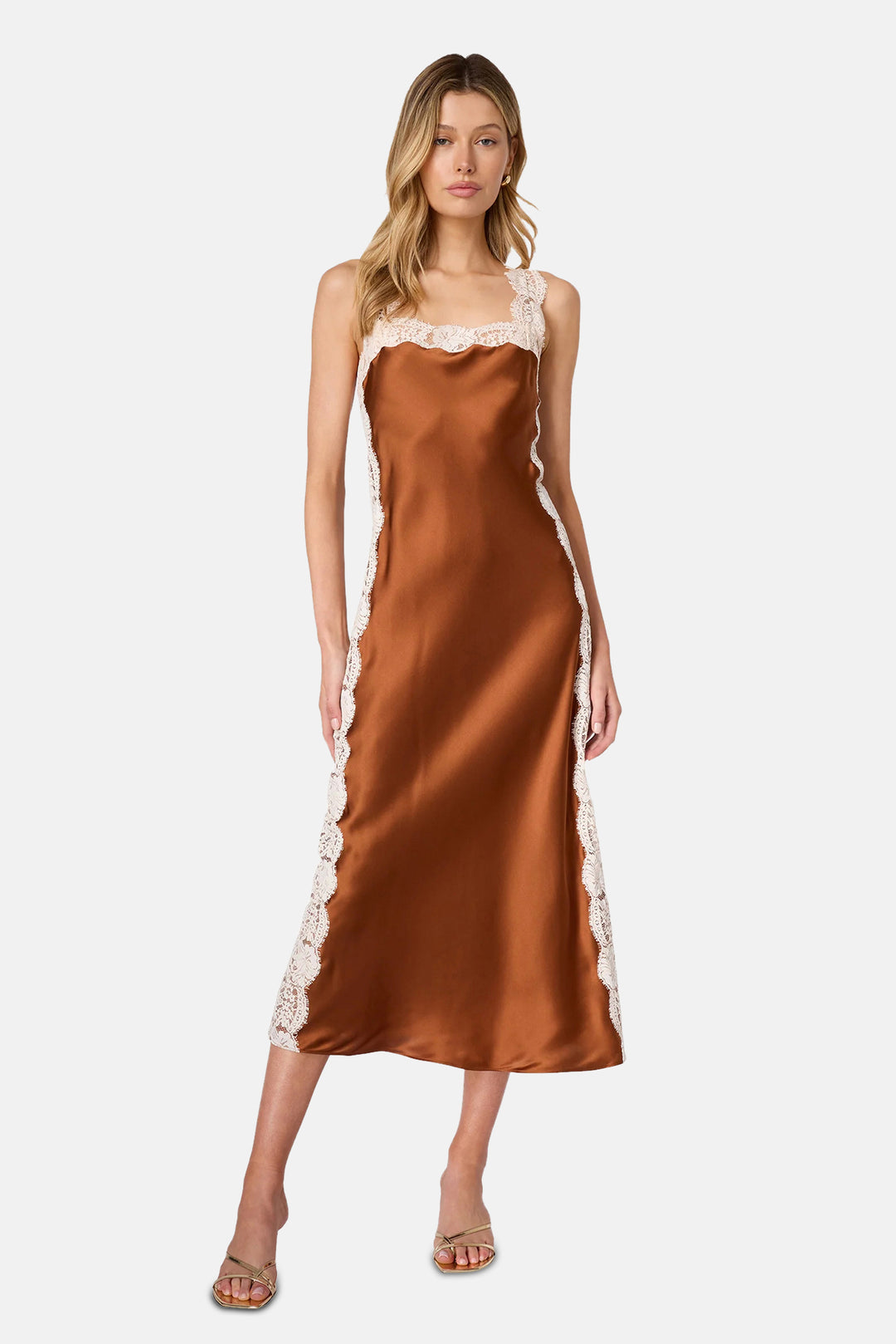 Nichola Silk Midi Dress Maple Syrup