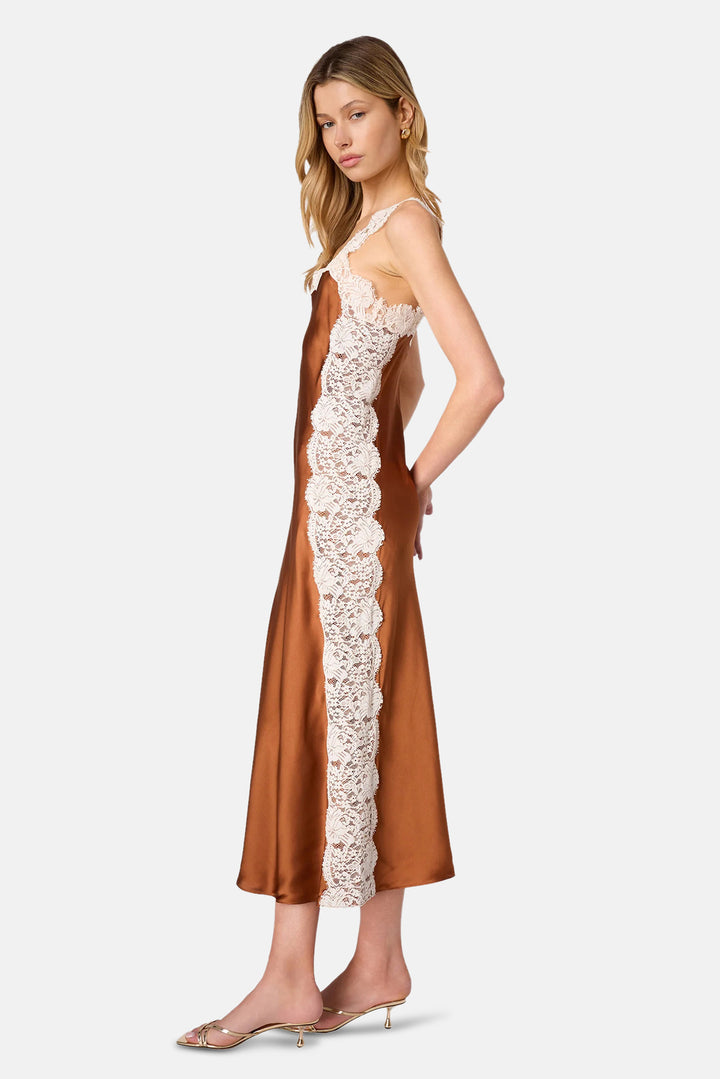Nichola Silk Midi Dress Maple Syrup
