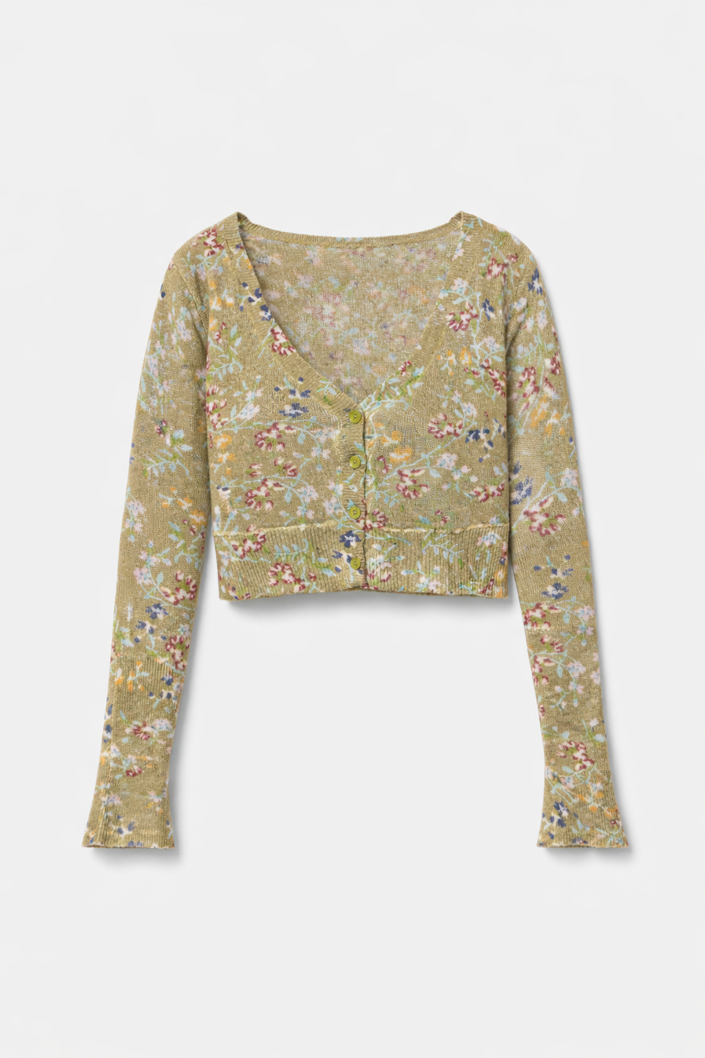 Noa Floral Shrunken Cardigan Olive