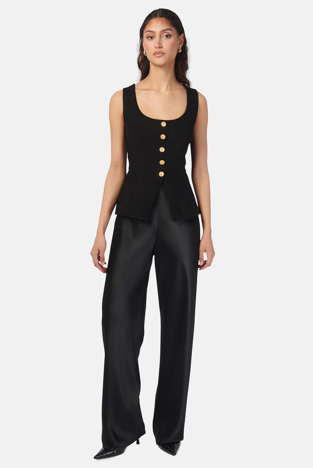 Nolan Suede Corset Top Black