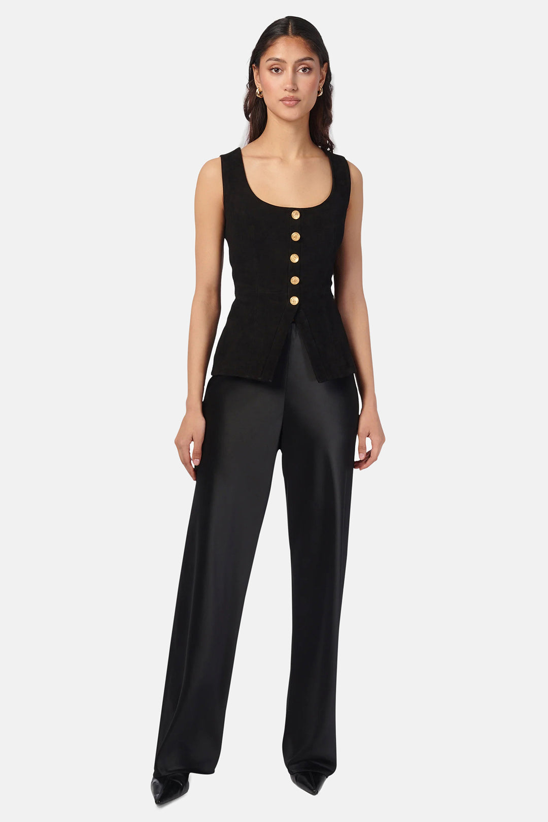 Nolan Suede Corset Top Black
