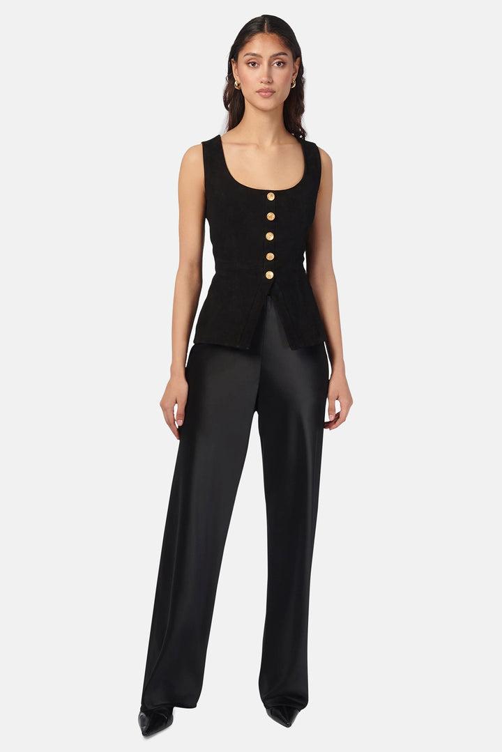 Nolan Suede Corset Top Black