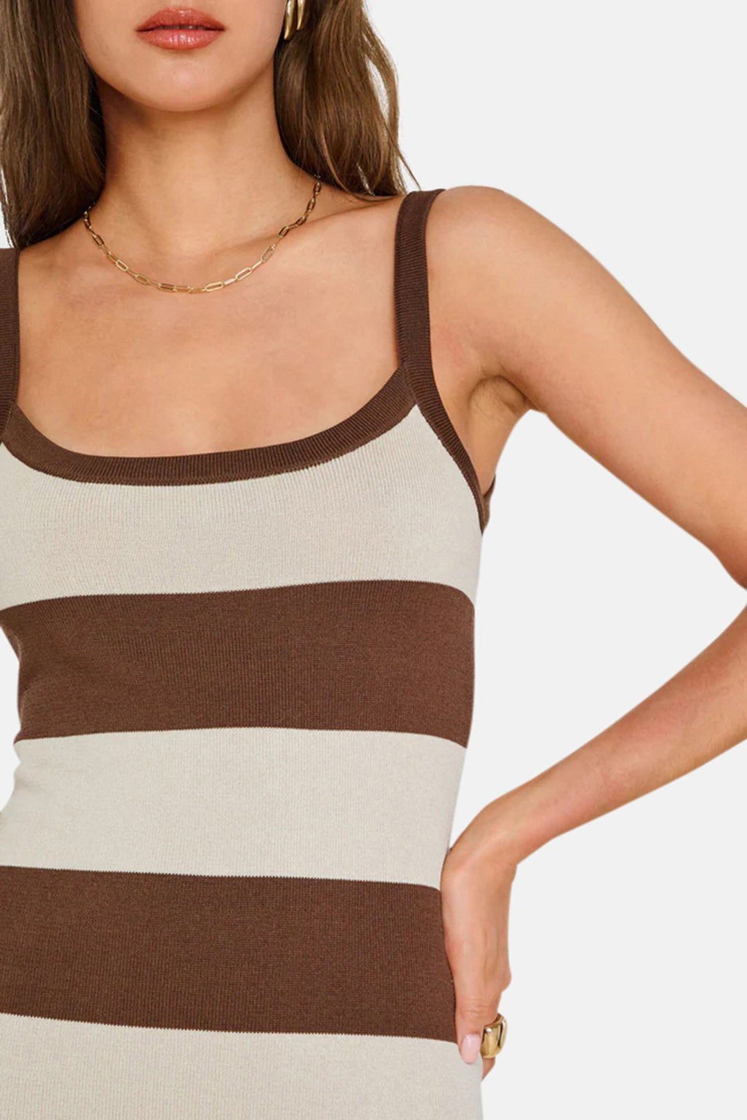 Nolita Knit Mini Dress Almond / Cocoa Brown
