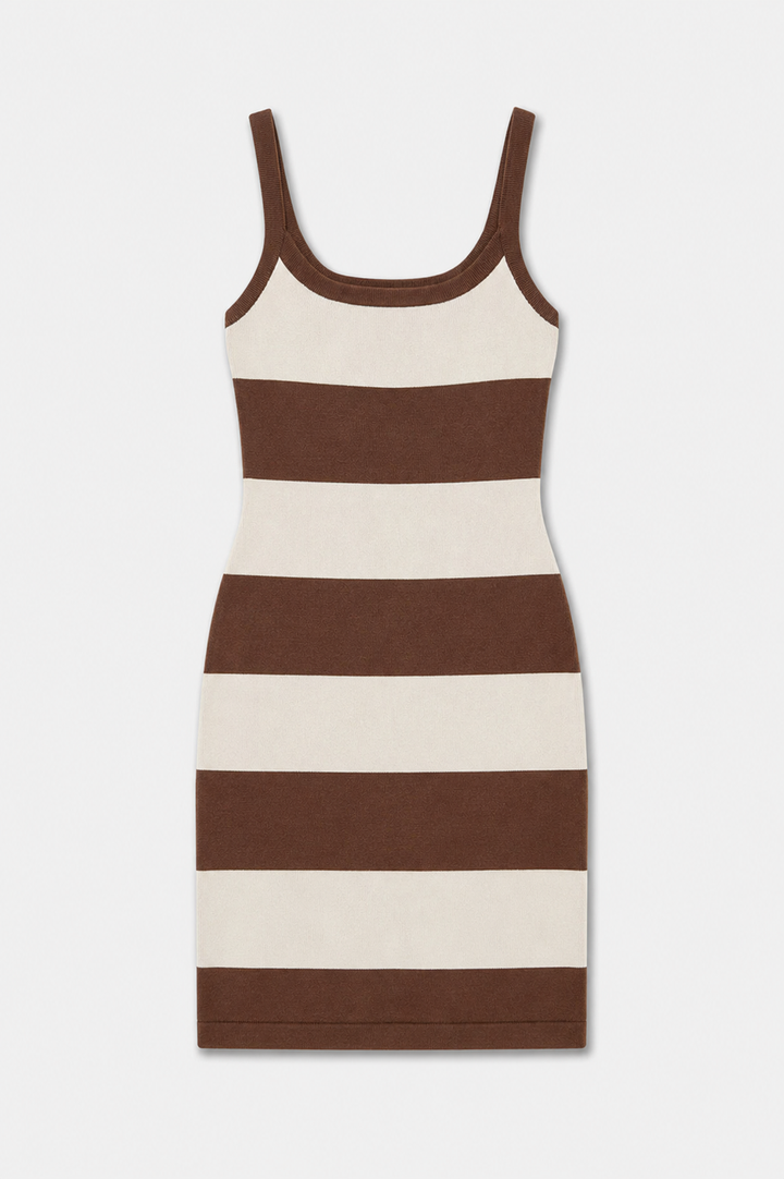 Nolita Knit Mini Dress Almond / Cocoa Brown