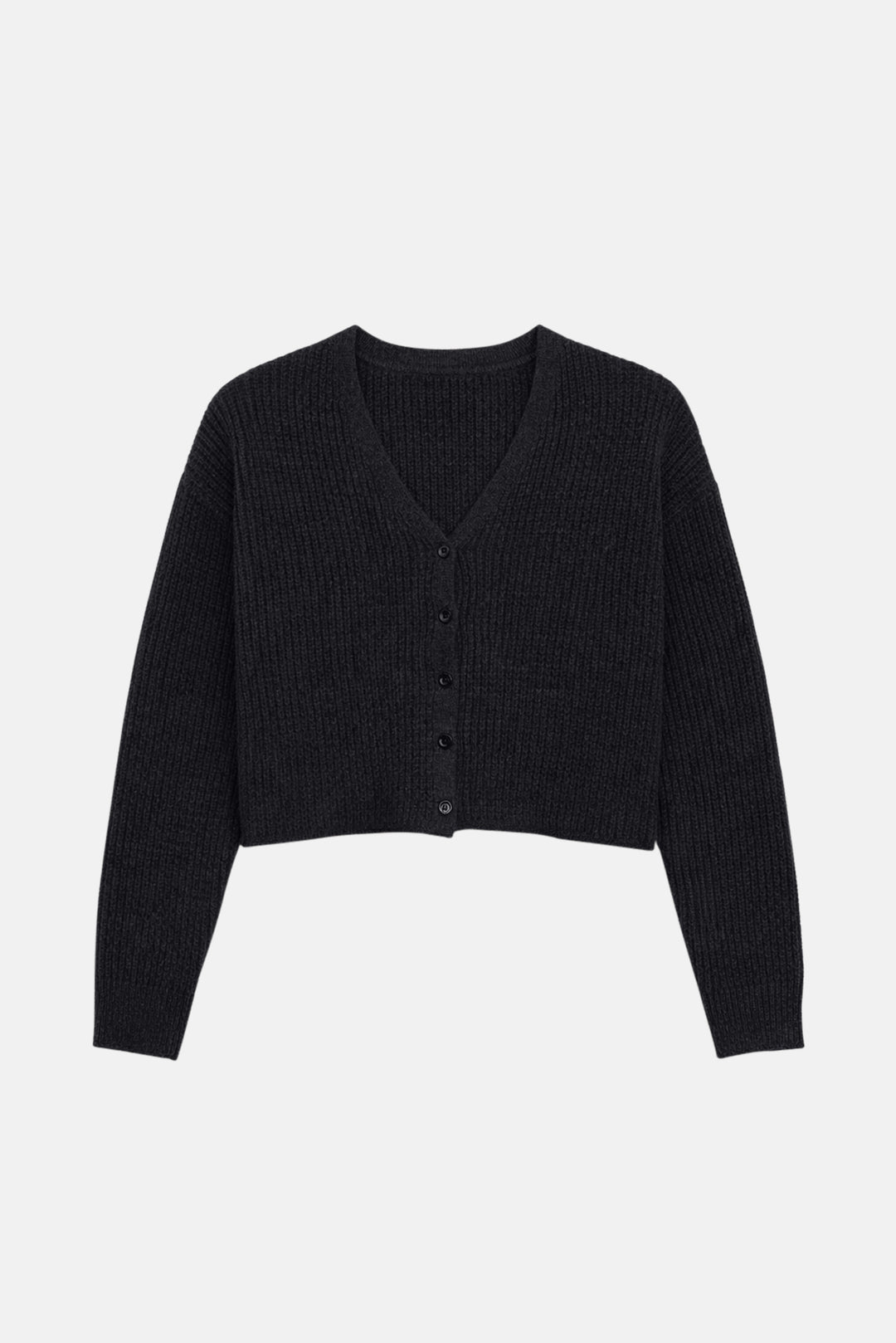 Caroline Cashmere Waffle Cardigan Charcoal