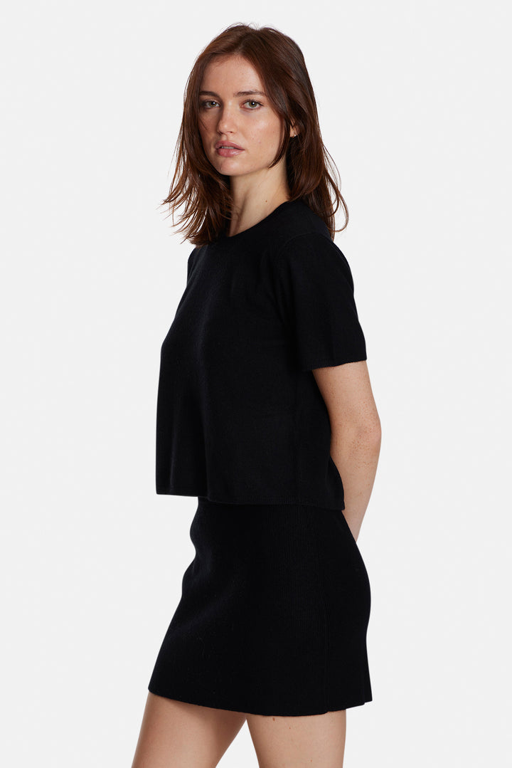 Bella Cashmere Short Sleeve Tee Black