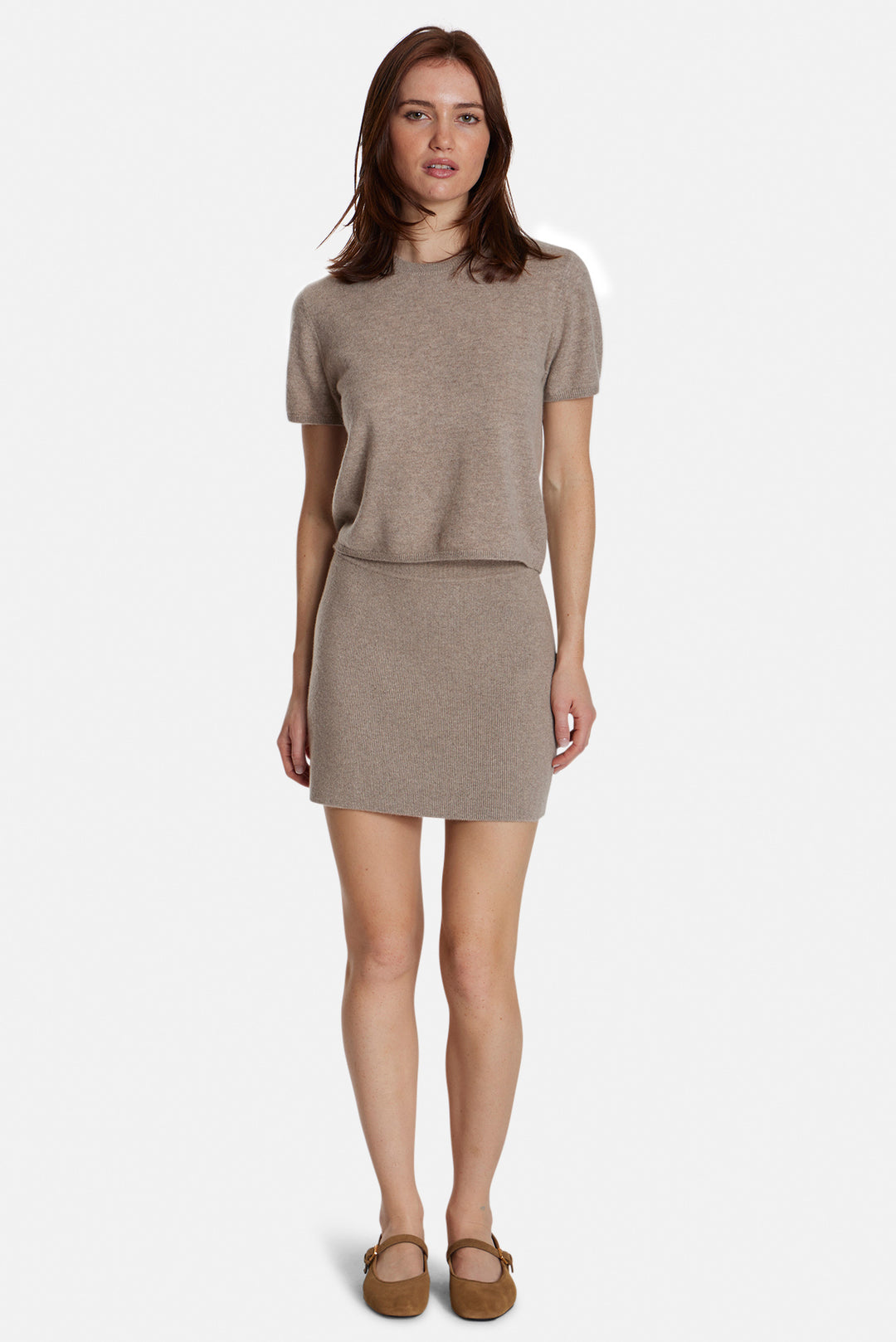 Bella Cashmere Short Sleeve Tee Sand
