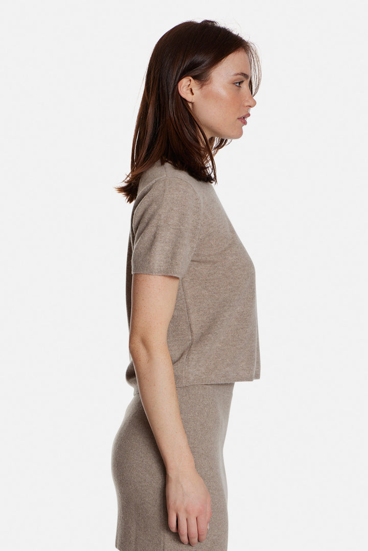 Bella Cashmere Short Sleeve Tee Sand