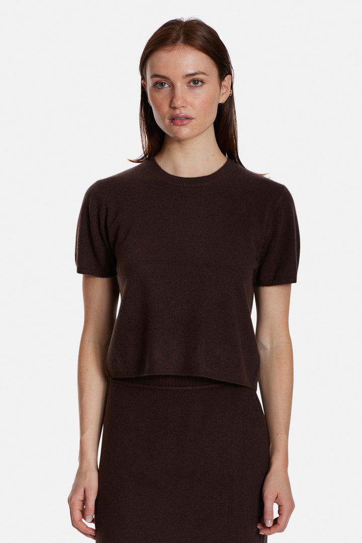Bella Cashmere Short Sleeve Tee Brown