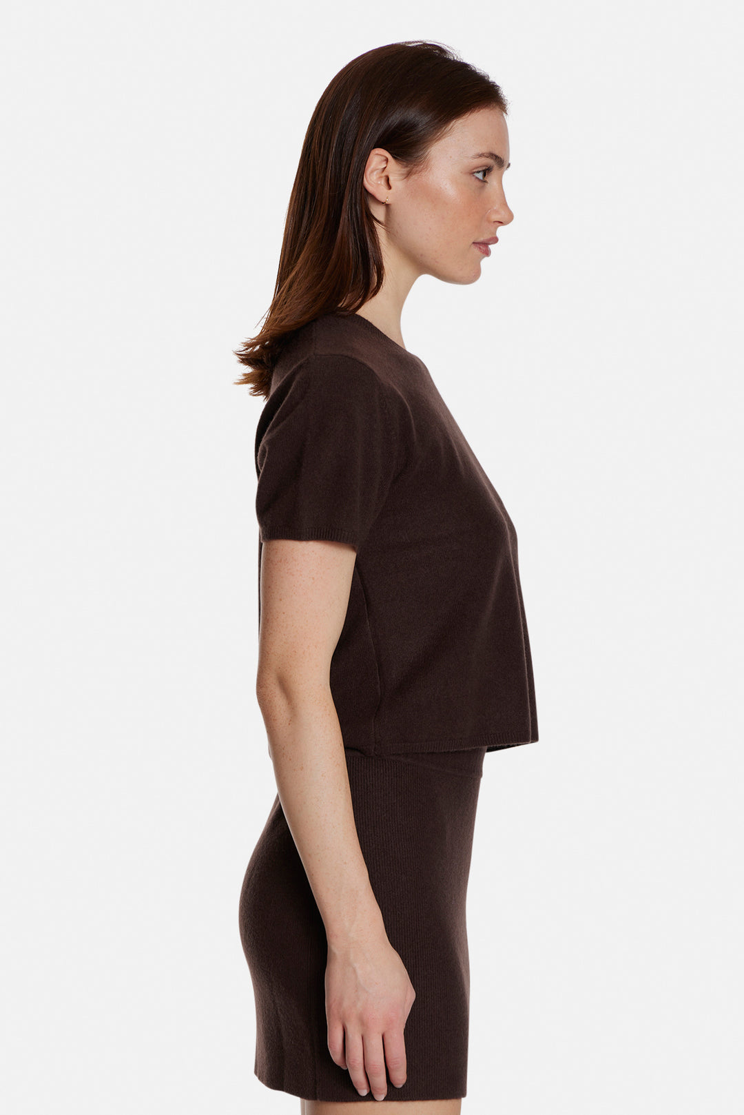 Bella Cashmere Short Sleeve Tee Brown