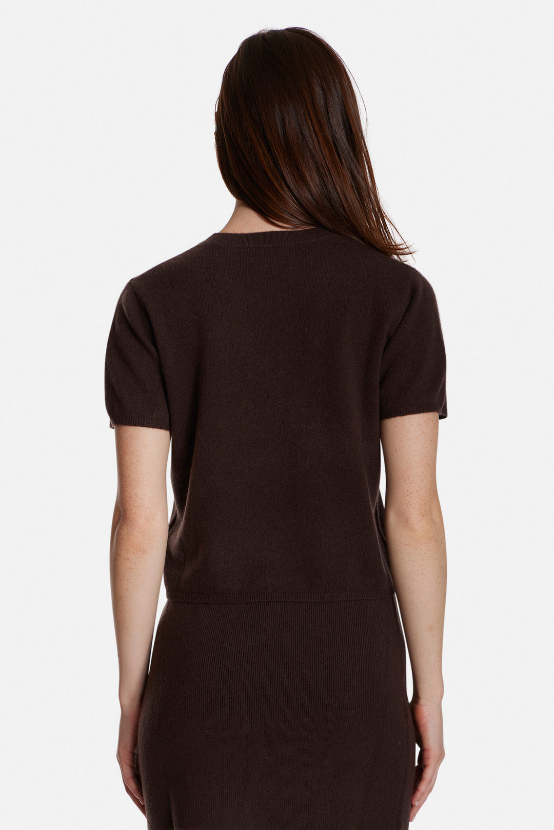 Bella Cashmere Short Sleeve Tee Brown