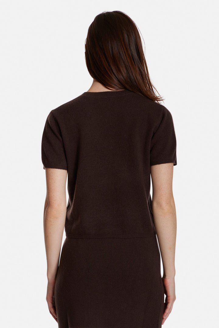 Bella Cashmere Short Sleeve Tee Brown