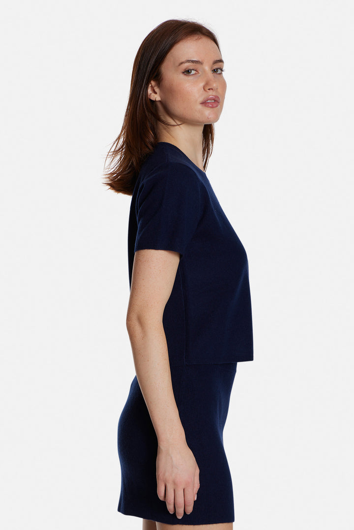 Jane Cashmere Mini Skirt Navy