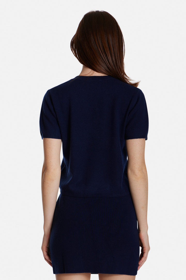 Bella Cashmere Short Sleeve Tee Navy