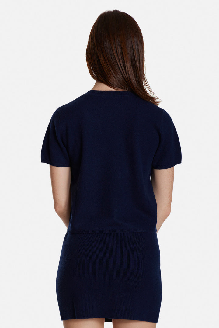 Bella Cashmere Short Sleeve Tee Navy