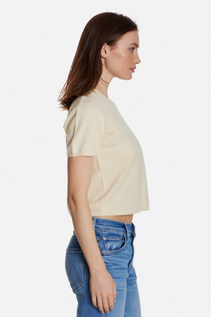 Bella Cashmere Short Sleeve Tee Pale Yellow